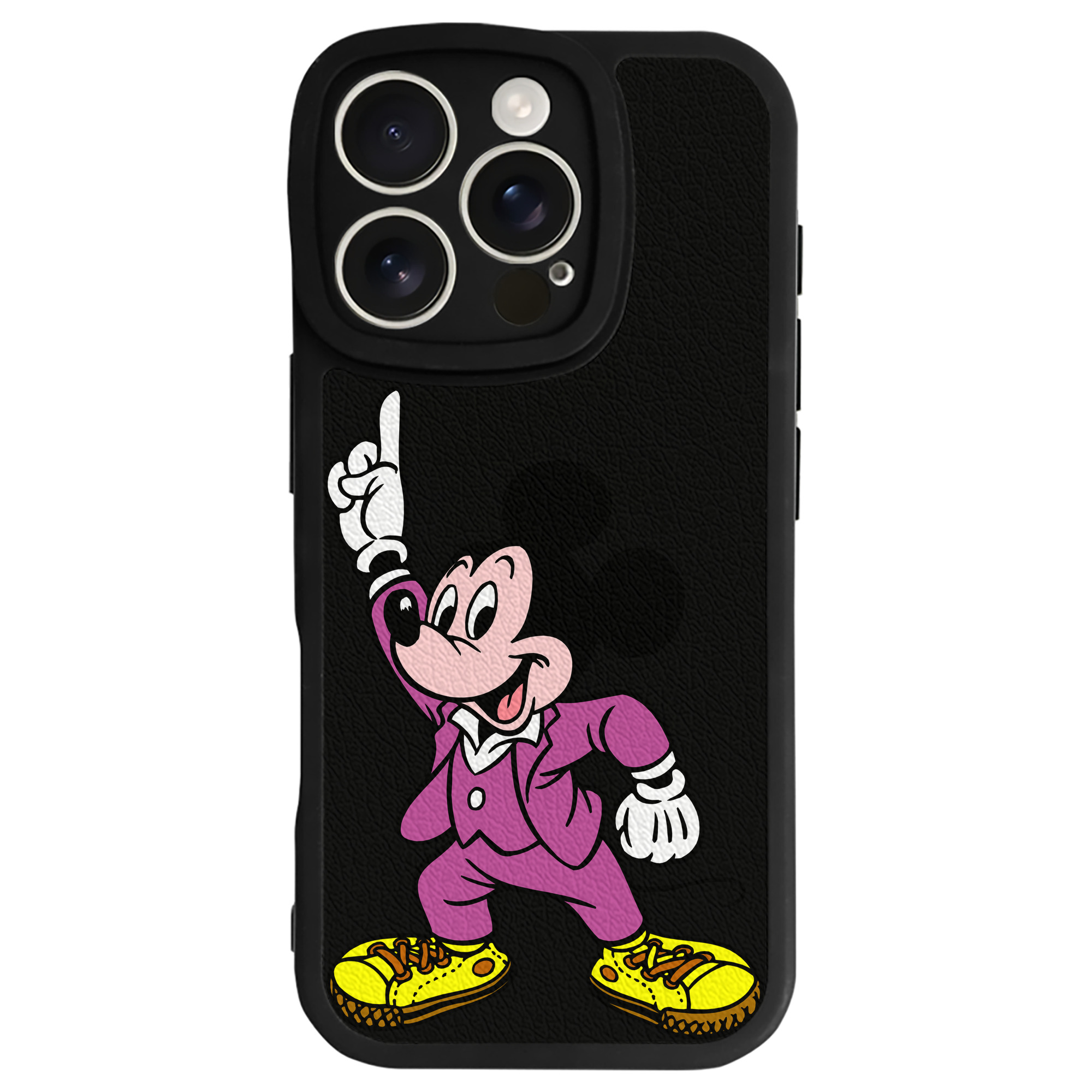 （画像用） ミッキーマウス Mickey Mouse 【iPhone 16シリーズ対応】シリコンスマホケース（レザー調） 材質：シリコン